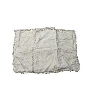 Vintage Rachel Ashwell Shabby Chic 100% Linen Ruffle Embossed Print Pillowcases